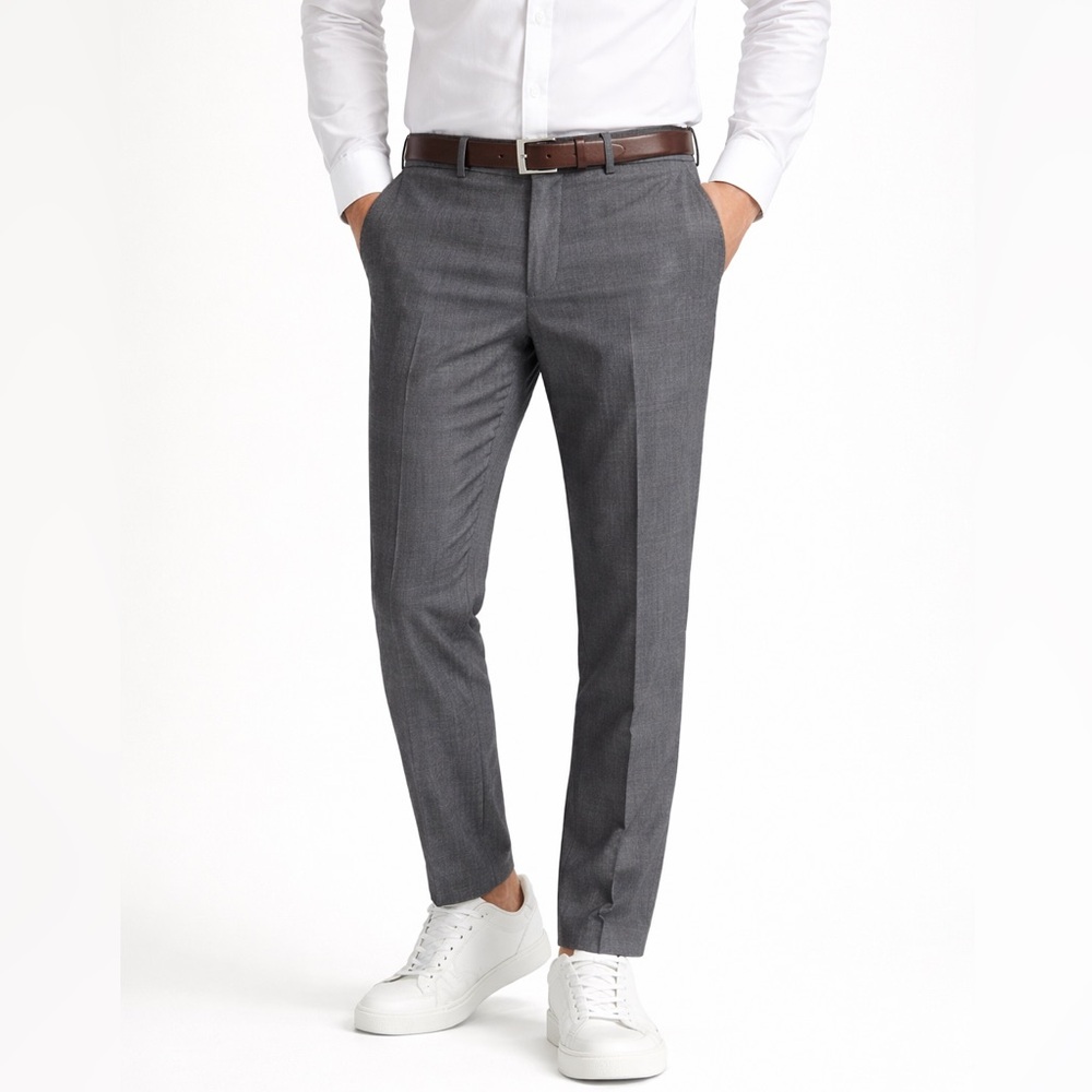 Hugo Boss Plaid Virgin Wool Blend Straight Legged Pants Men’s Size 34R Grey